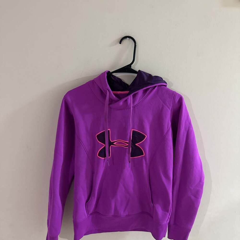 Under Armour Purple Hoodie with Pink and Black Logo - Women's ColdGear